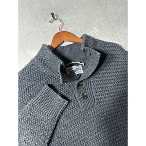 Schott Bros Heavyweight Knit 1/4 Button Wool Sweater Mens Size XL Elbow Patch